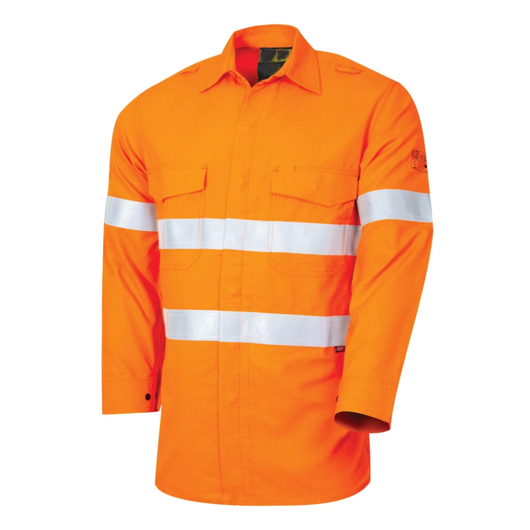 Cotton Customized Workwear Arc-Flash Protection Anti-Acid Meltproof Uniform Waterproof Oil Resistance Antistatic Permanent Fr Hi Vis Safety Jacket