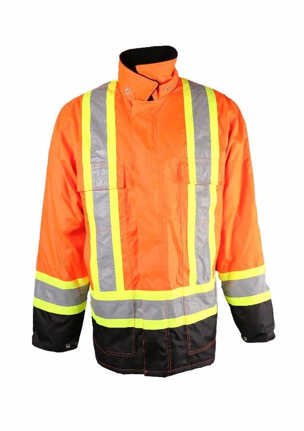 Hi-Vis Orange Safety Refelctive Mens Work Waterproof Winter Parka Coat