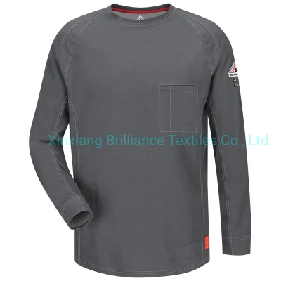 Ropa de trabajo de seguridad Camisa de trabajo de soldadura de algodón transpirable Fr Camisas ignífugas de construcción de manga larga