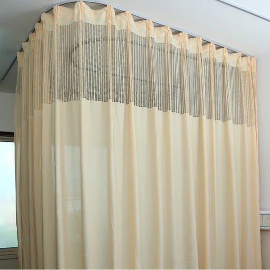 Nfpa 701 resistente al fuego inherente 100% tela de cortina de tejido de malla médica de poliéster